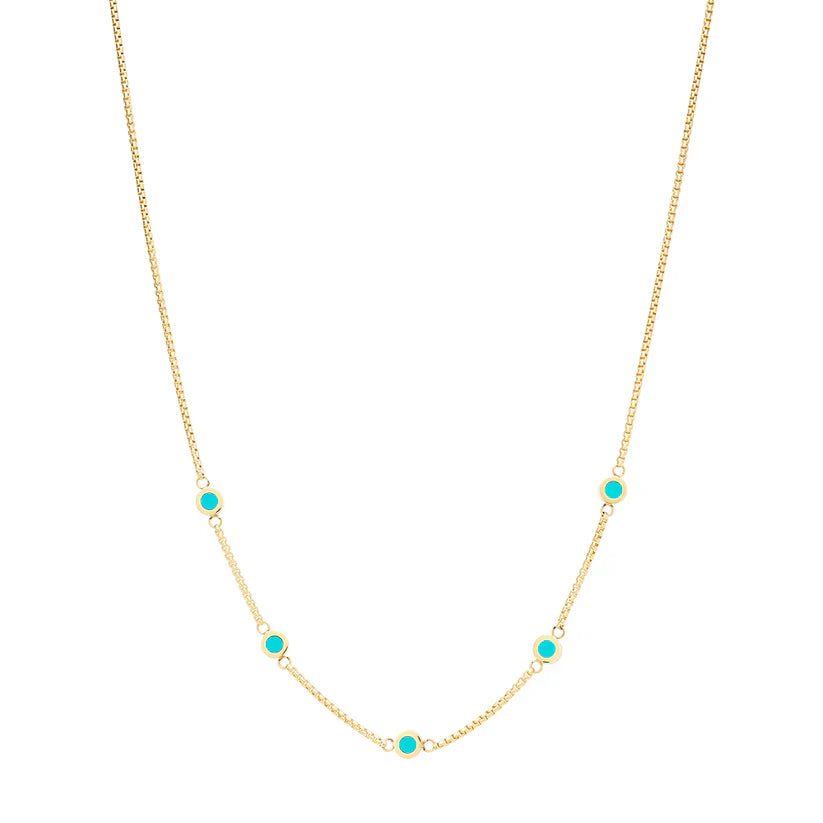 NEW WAVE TURQUOISE 5 CHIPS NECKLACE