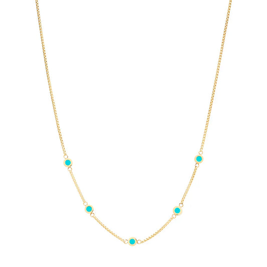 NEW WAVE TURQUOISE 5 CHIPS NECKLACE