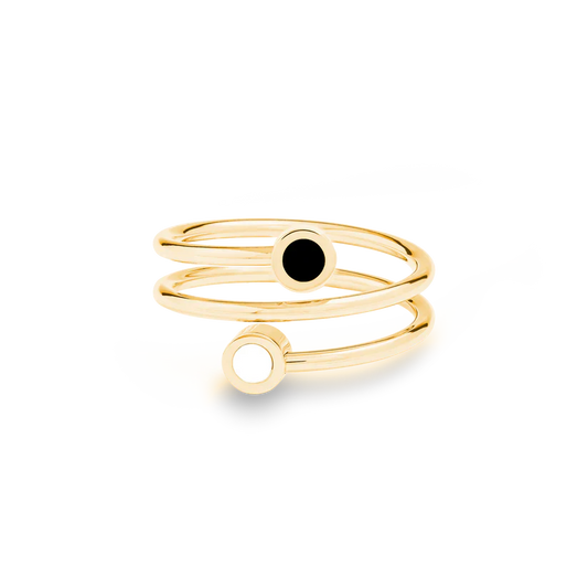 NEW WAVE BLACK AND WHITE CHIP DOUBLE RING