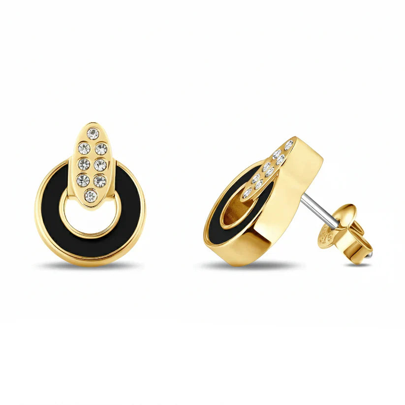 NEREIDA BLACK CHIP WITH ZIRCONIA EARRINGS