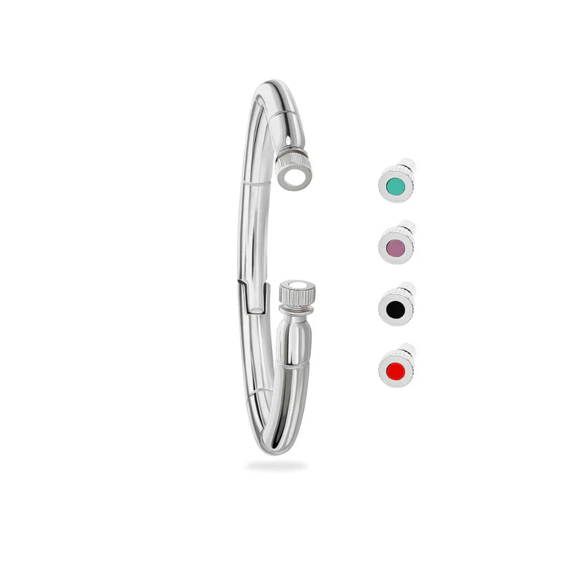 SEACAP WHITE CHIP BANGLE WITH EXCHANGABLE CAPS SILVER