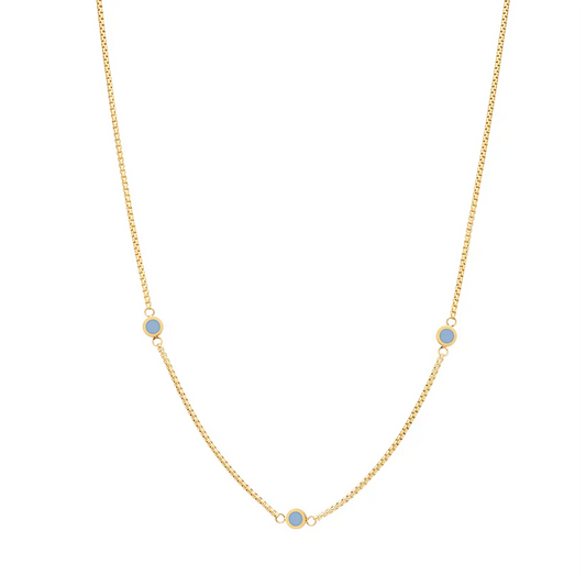 NEW WAVE POWDER BLUE 3 CHIPS NECKLACE