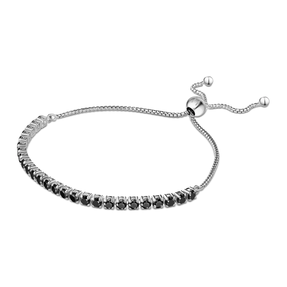 BRACELET ITALY HALF TENNIS BLACK STONE SILVER