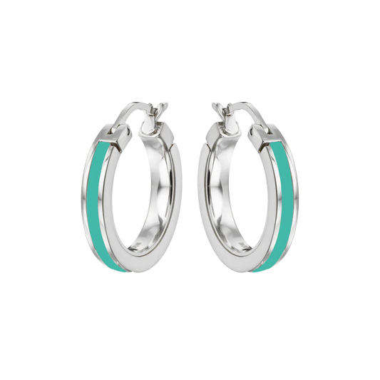 WEWA SINGLE TURQUOISE HOOPS SILVER