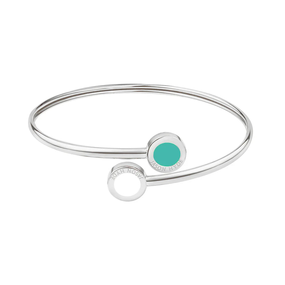 OCEAN TURQUOISE AND WHITE CHIPS BANGLE SILVER