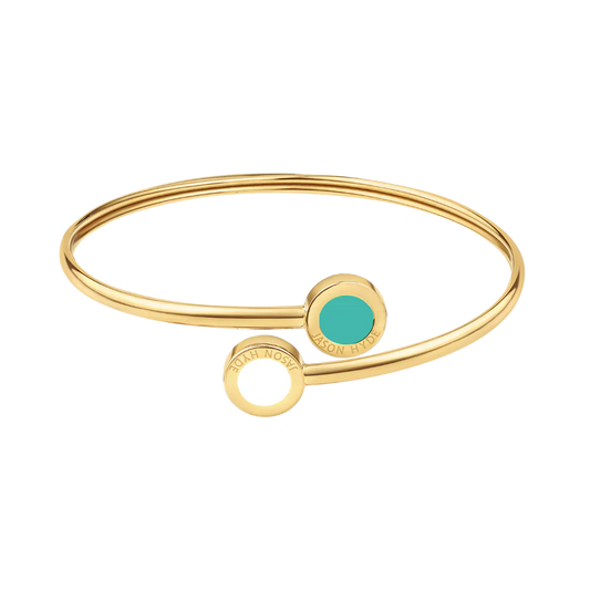 OCEAN TURQUOISE AND WHITE CHIPS BANGLE GOLD