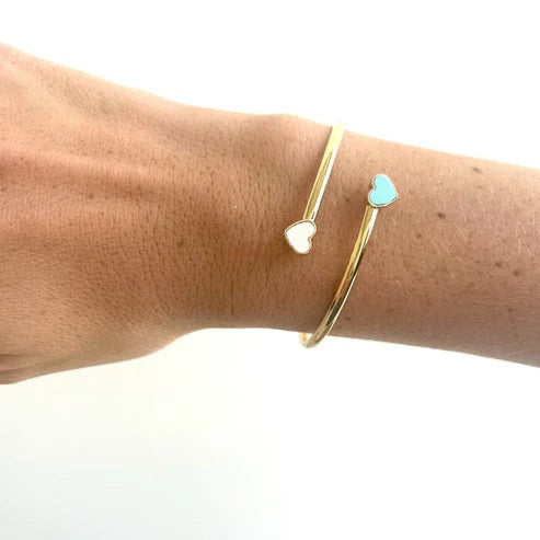 AMARE TURQUOISE AND WHITE CHIPS BANGLE GOLD