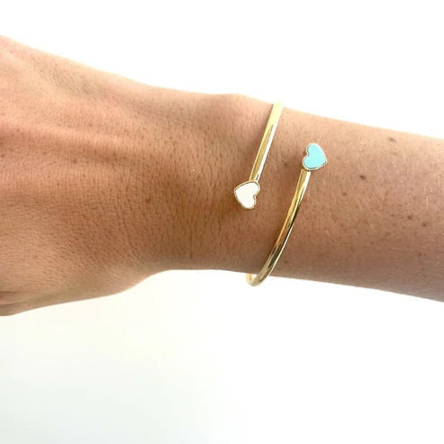 AMARE TURQUOISE AND WHITE CHIPS BANGLE GOLD