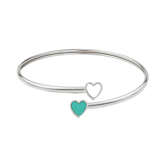 AMARE TURQUOISE AND WHITE CHIPS BANGLE SILVER