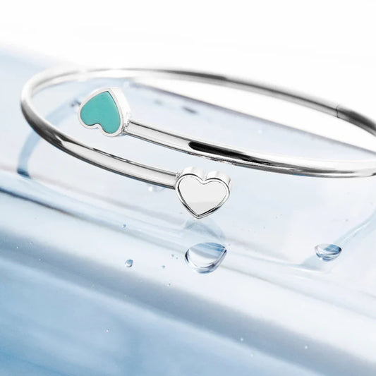 AMARE TURQUOISE AND WHITE CHIPS BANGLE SILVER