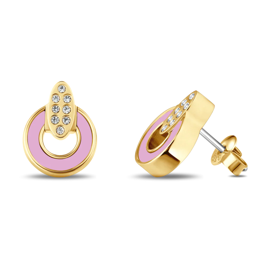 NEREIDA FONDANT PINK CHIP WITH ZIRCONIA EARRINGS