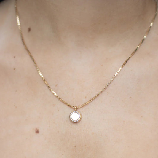 OCEAN WHITE CHIP WITH ZIRCONIA NECKLACE