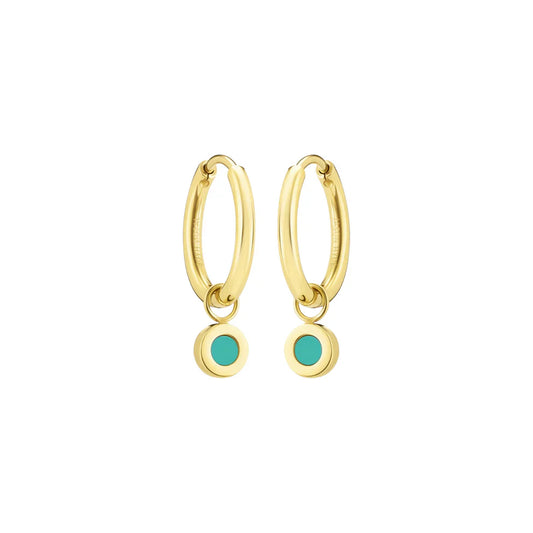 NEW WAVE HOOPS HANGING TURQUOISE CHIP GOLD