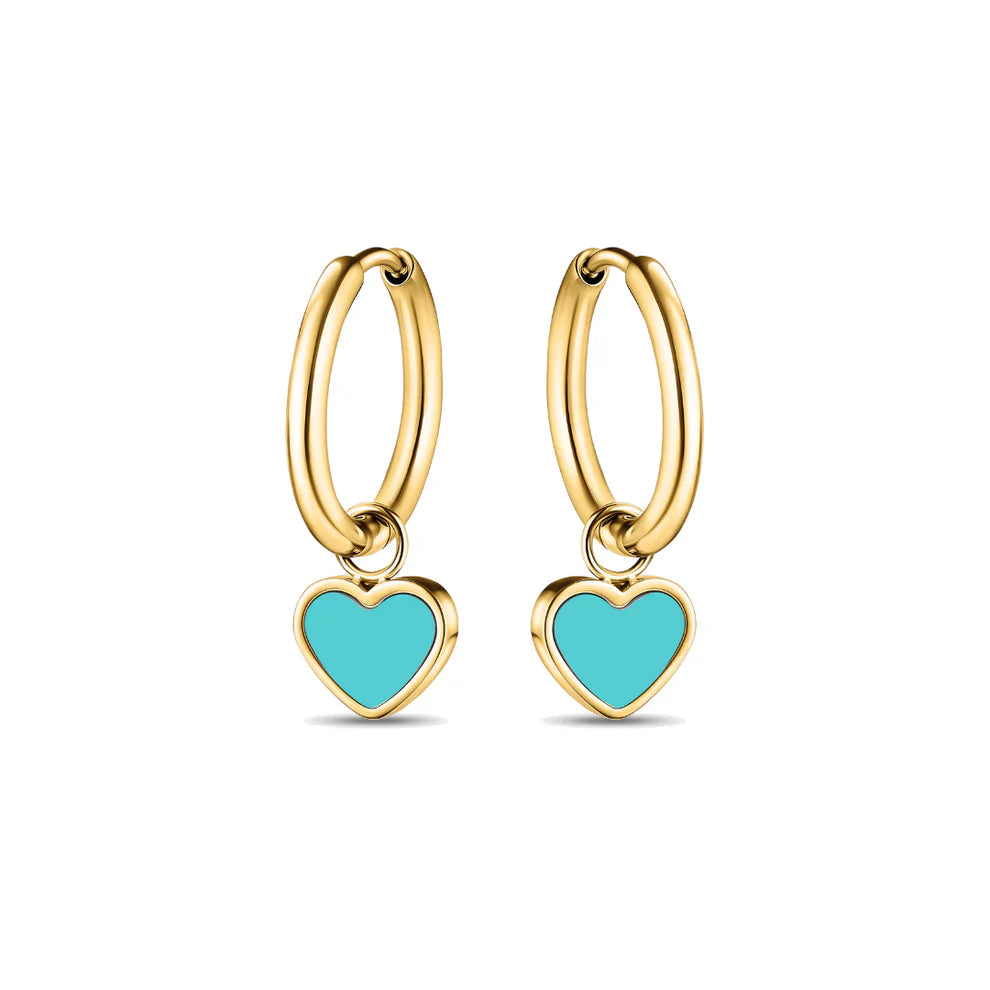 AMARE HOOPS HANGING TURQUOISE CHIP GOLD