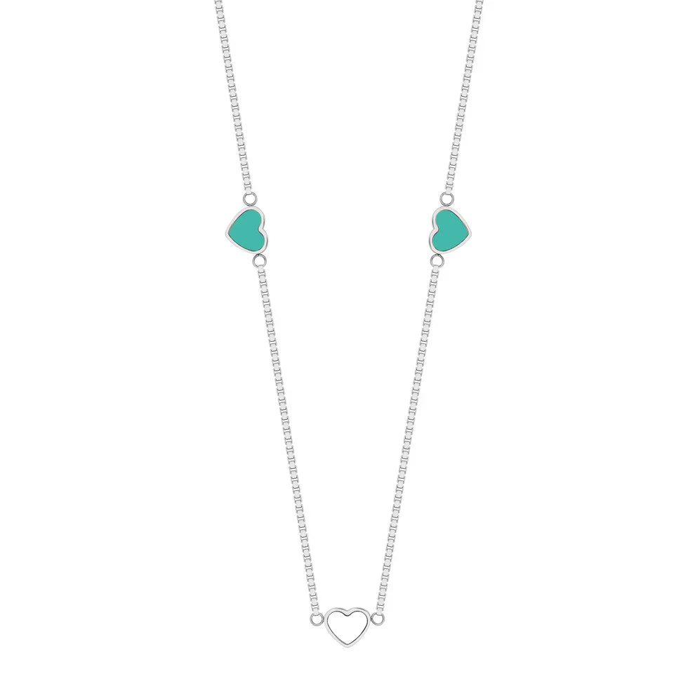 AMARE TURQUOISE AND WHITE CHIPS NECKLACE SILVER