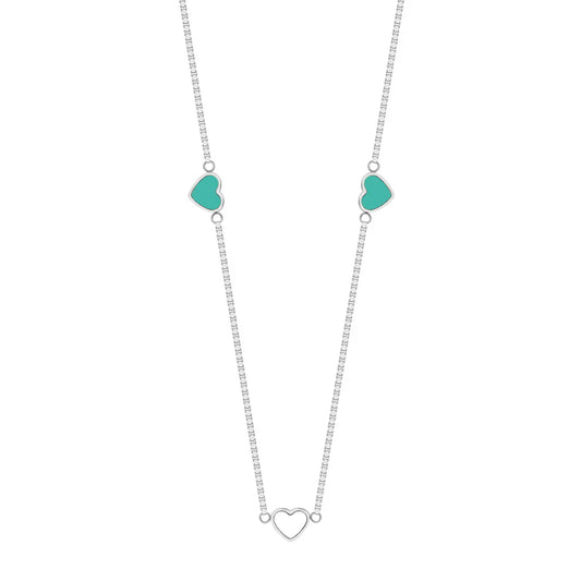 AMARE TURQUOISE AND WHITE CHIPS NECKLACE SILVER
