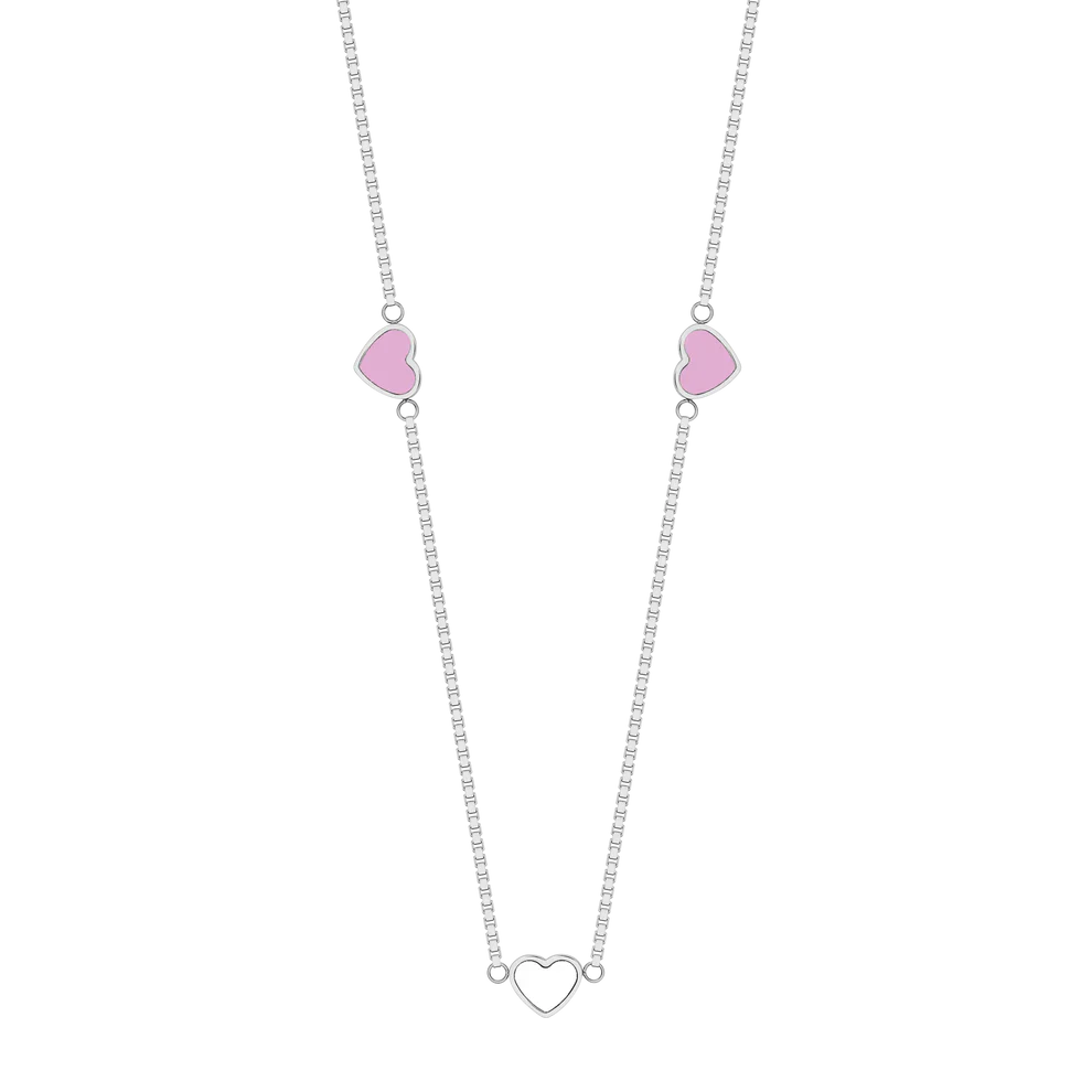 AMARE FONDANT PINK AND WHITE CHIPS NECKLACE SILVER