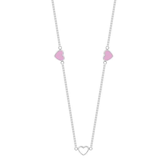 AMARE FONDANT PINK AND WHITE CHIPS NECKLACE SILVER