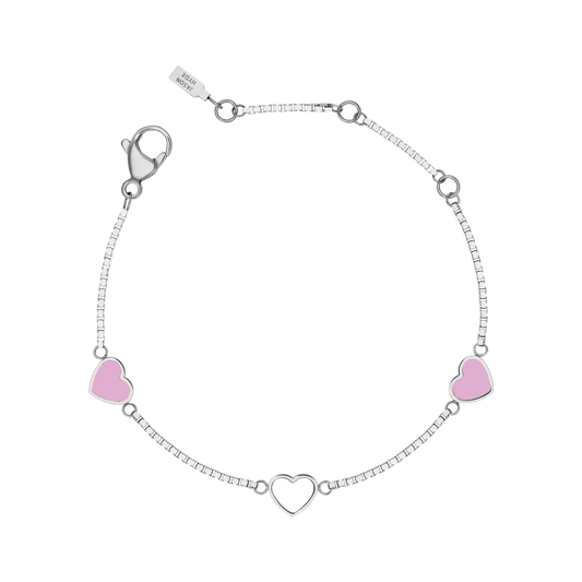 AMARE FONDANT PINK AND WHITE CHIPS TRIO BRACELET SILVER