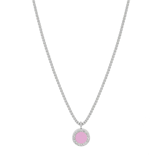 OCEAN FONDANT PINK CHIP WITH ZIRCONIA NECKLACE SILVER