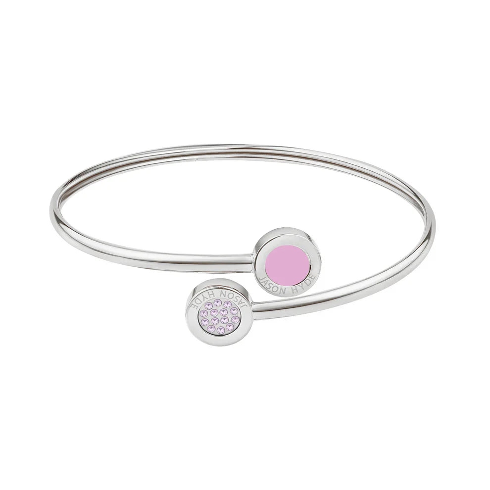 OCEAN FONDANT PINK AND PAVE CHIPS BANGLE SILVER