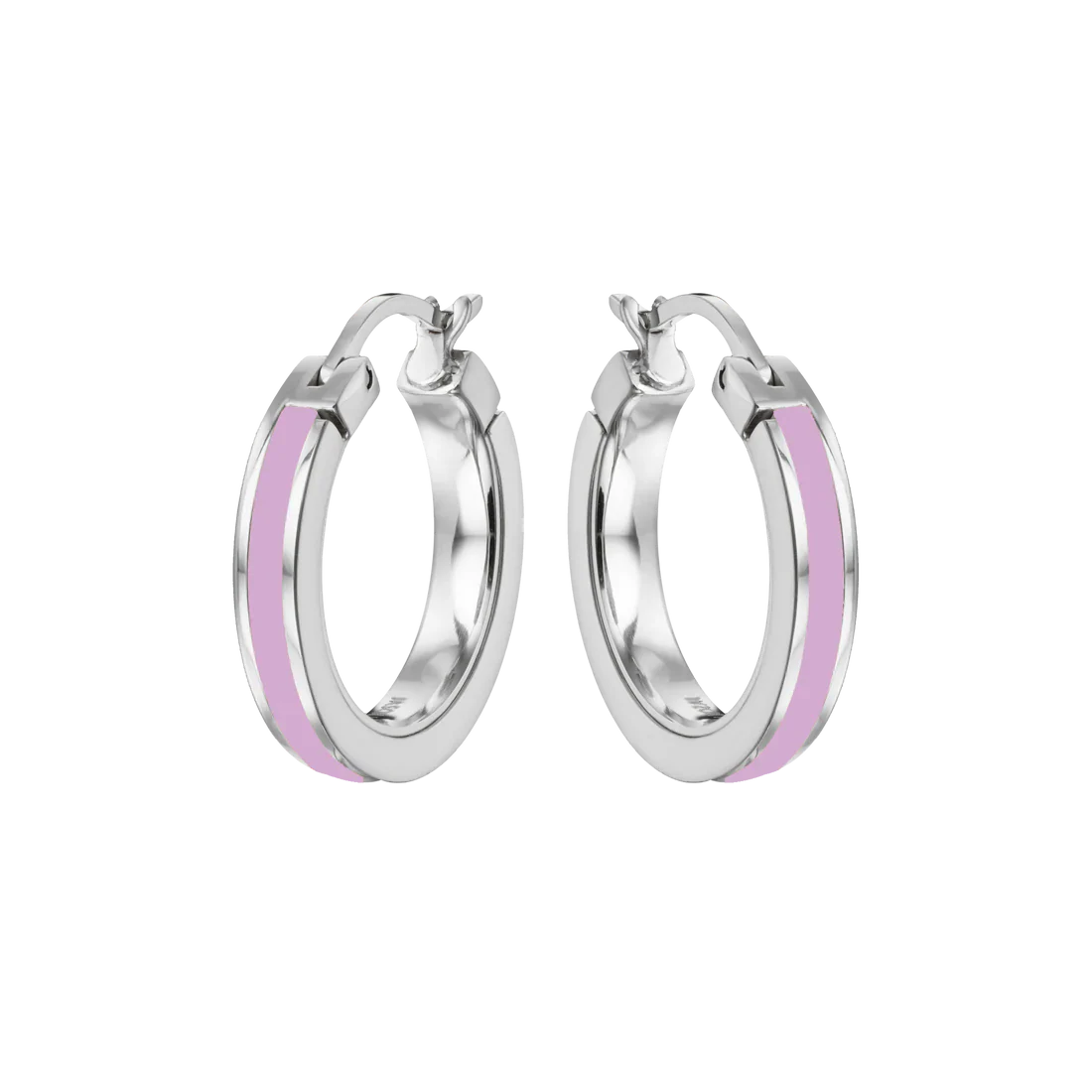 WEWA SINGLE FONDANT PINK HOOPS SILVER