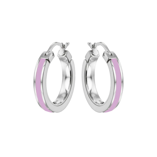 WEWA SINGLE FONDANT PINK HOOPS SILVER