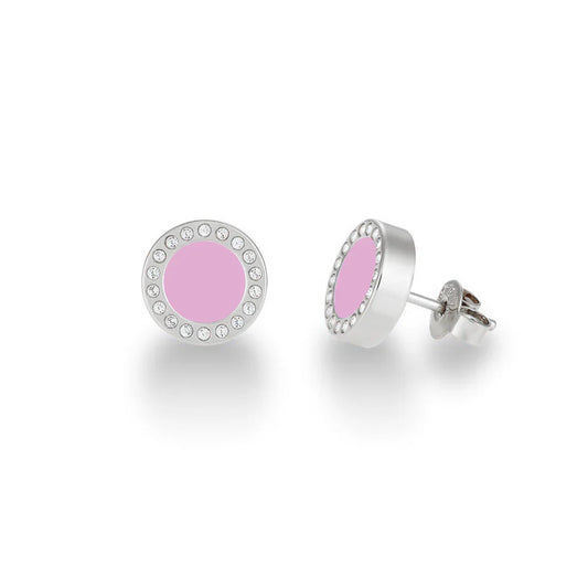 OCEAN FONDANT PINK CHIP WITH ZIRCONIA EARRINGS SILVER