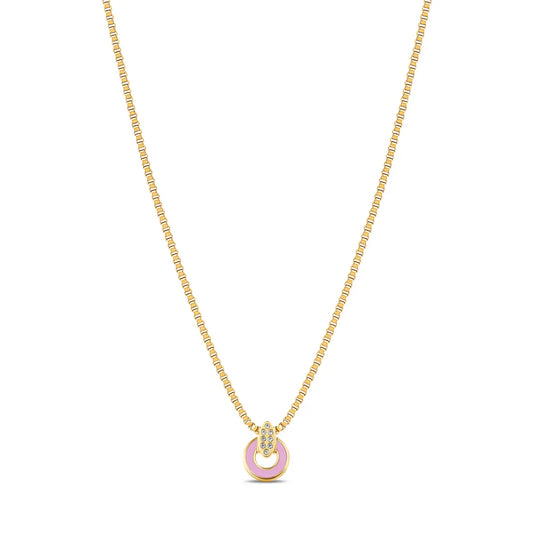 NEREIDA FONDANT PINK CHIP WITH ZIRCONIA NECKLACE