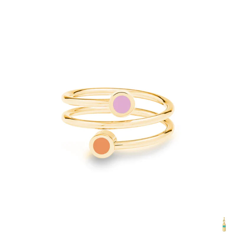 NEW WAVE GOLD FONDANT PINK AND APRICOT CHIP DOUBLE RING