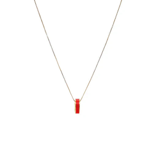 WEWA RED CIRCLE CHIP NECKLACE GOLD