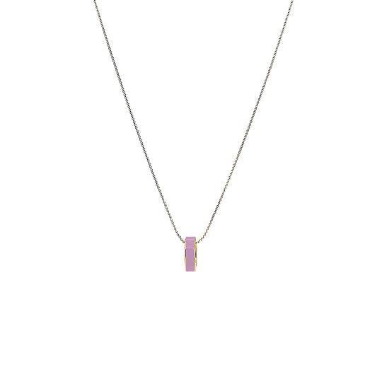 WEWA FONDANT PINK CIRCLE CHIP NECKLACE SILVER