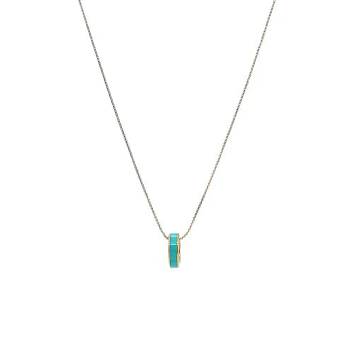 WEWA TURQUOISE CIRCLE CHIP NECKLACE SILVER