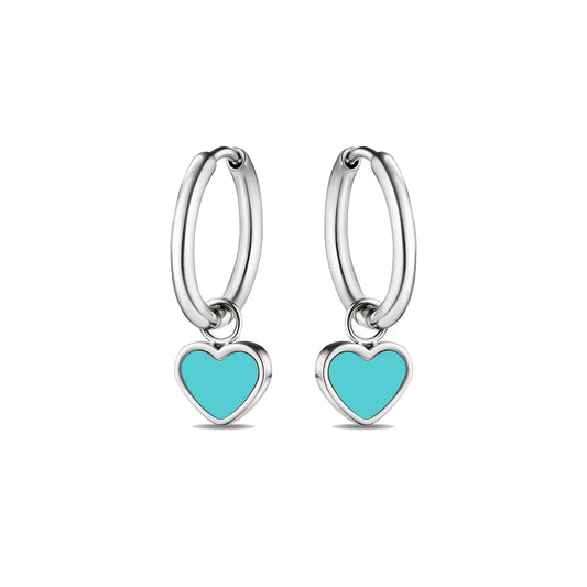 AMARE HOOPS HANGING TURQUOISE CHIP SILVER