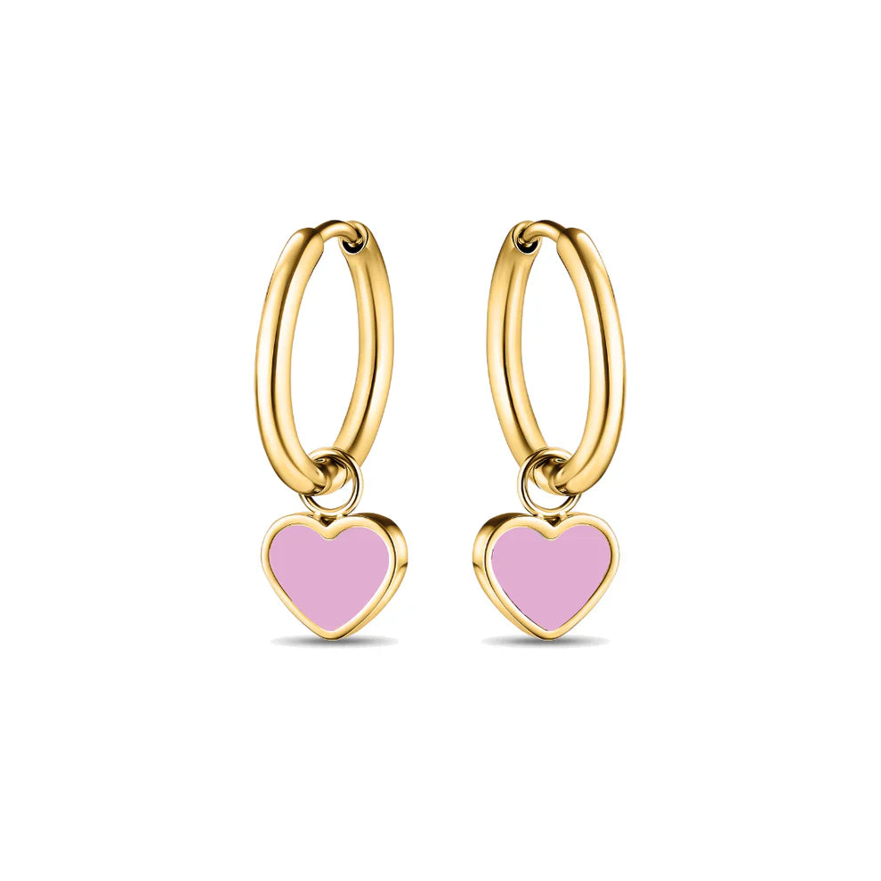 AMARE HOOPS HANGING FONDANT PINK CHIP GOLD