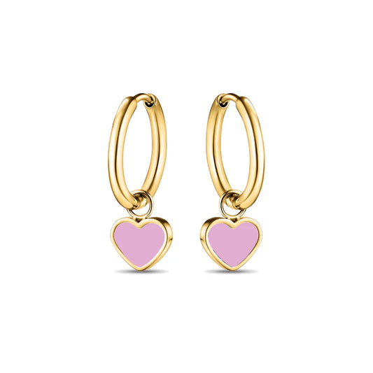 AMARE HOOPS HANGING FONDANT PINK CHIP GOLD