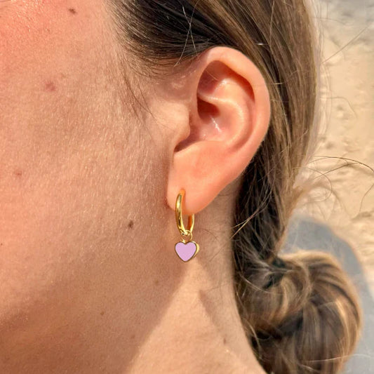 AMARE HOOPS HANGING FONDANT PINK CHIP GOLD