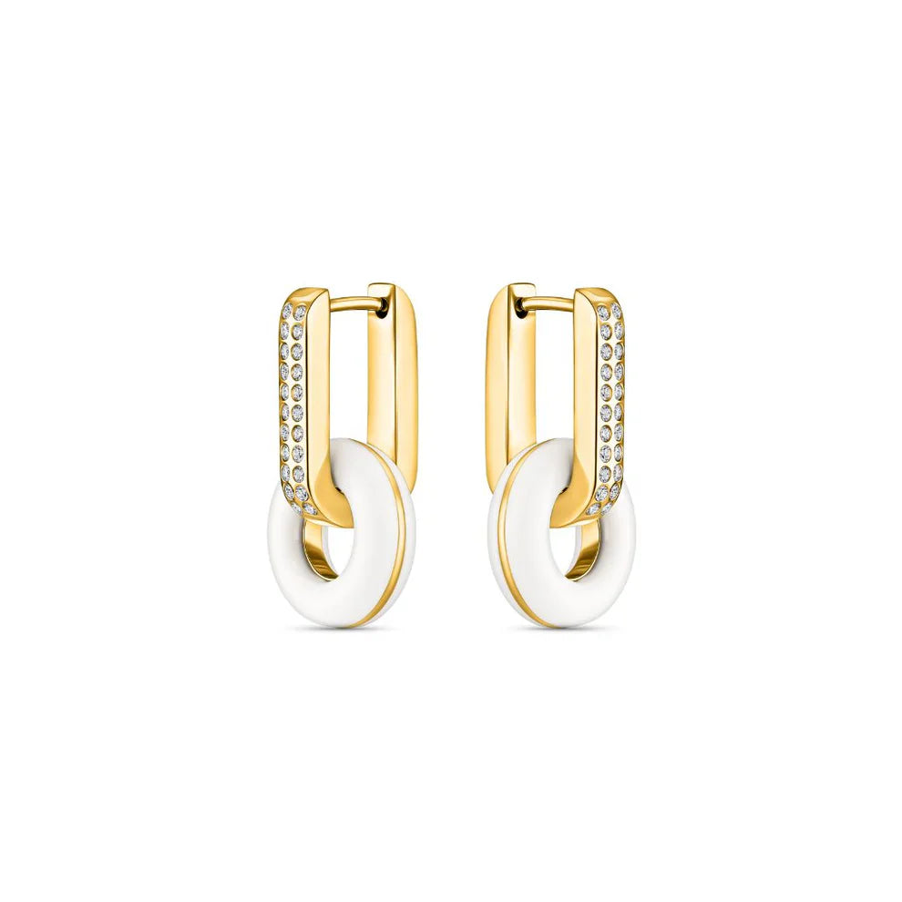 HOOPS LIFESAVER WHITE WITH ZIRCONIA EARING