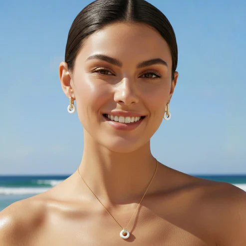 HOOPS LIFESAVER WHITE WITH ZIRCONIA EARING