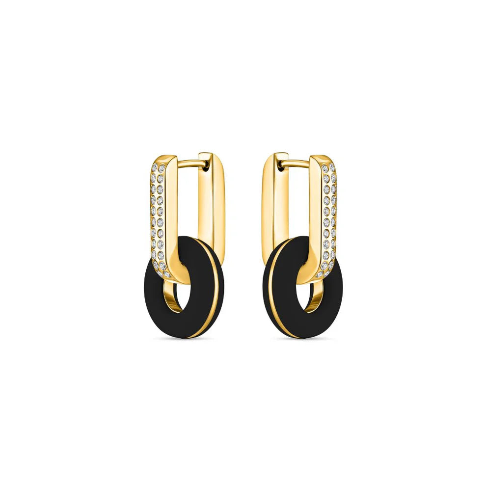 HOOPS LIFESAVER BLACK WITH ZIRCONIA EARING