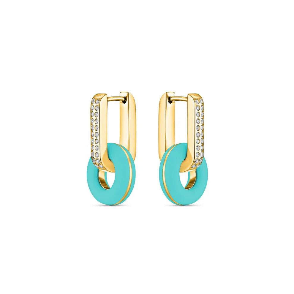HOOPS LIFESAVER TURQOUISE WITH ZIRCONIA EARING