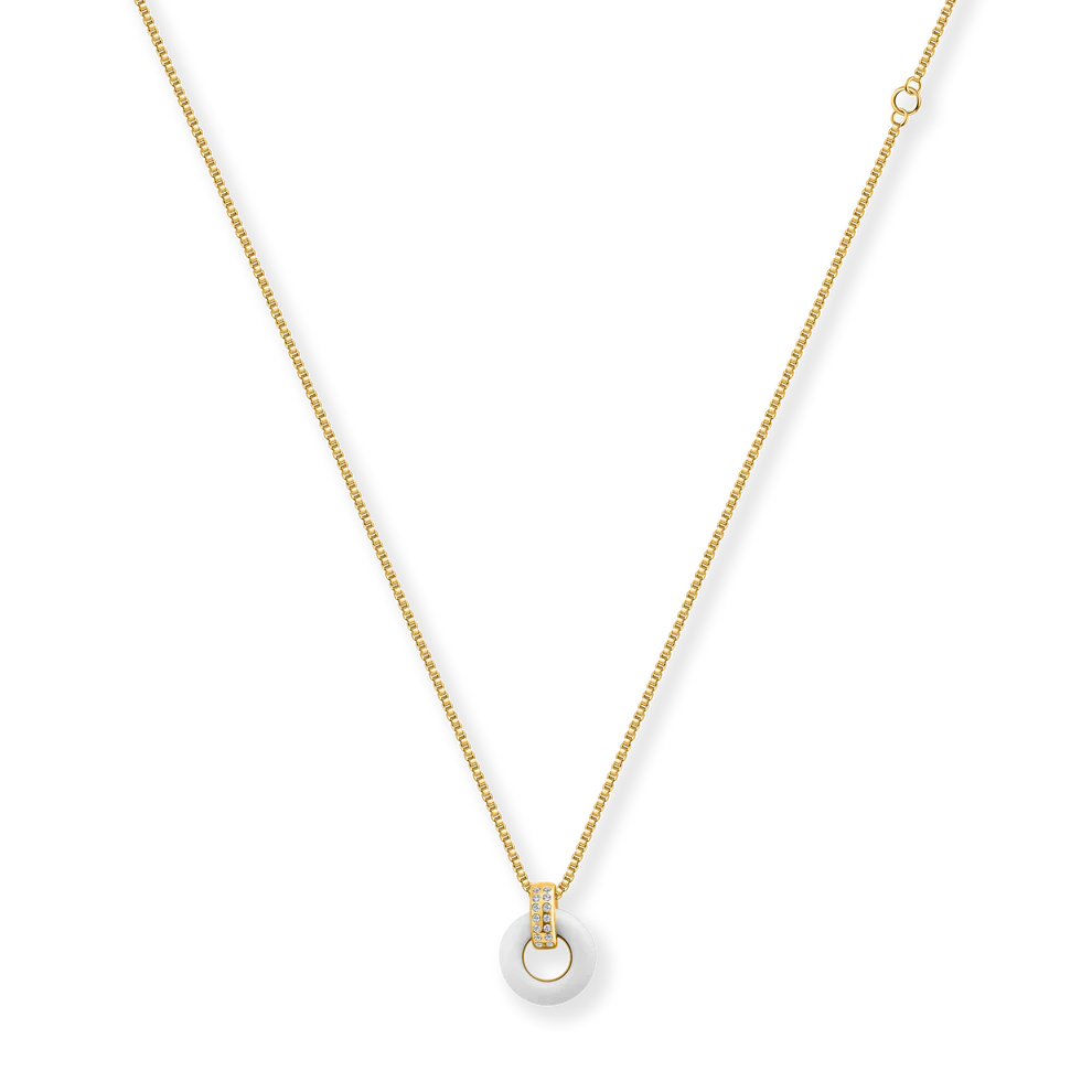 LIFESAVER WHITE CHIP WITH ZIRCONIA NECKLACE