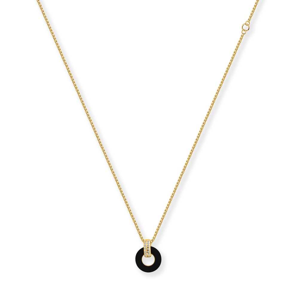 LIFESAVER BLACK CHIP WITH ZIRCONIA NECKLACE
