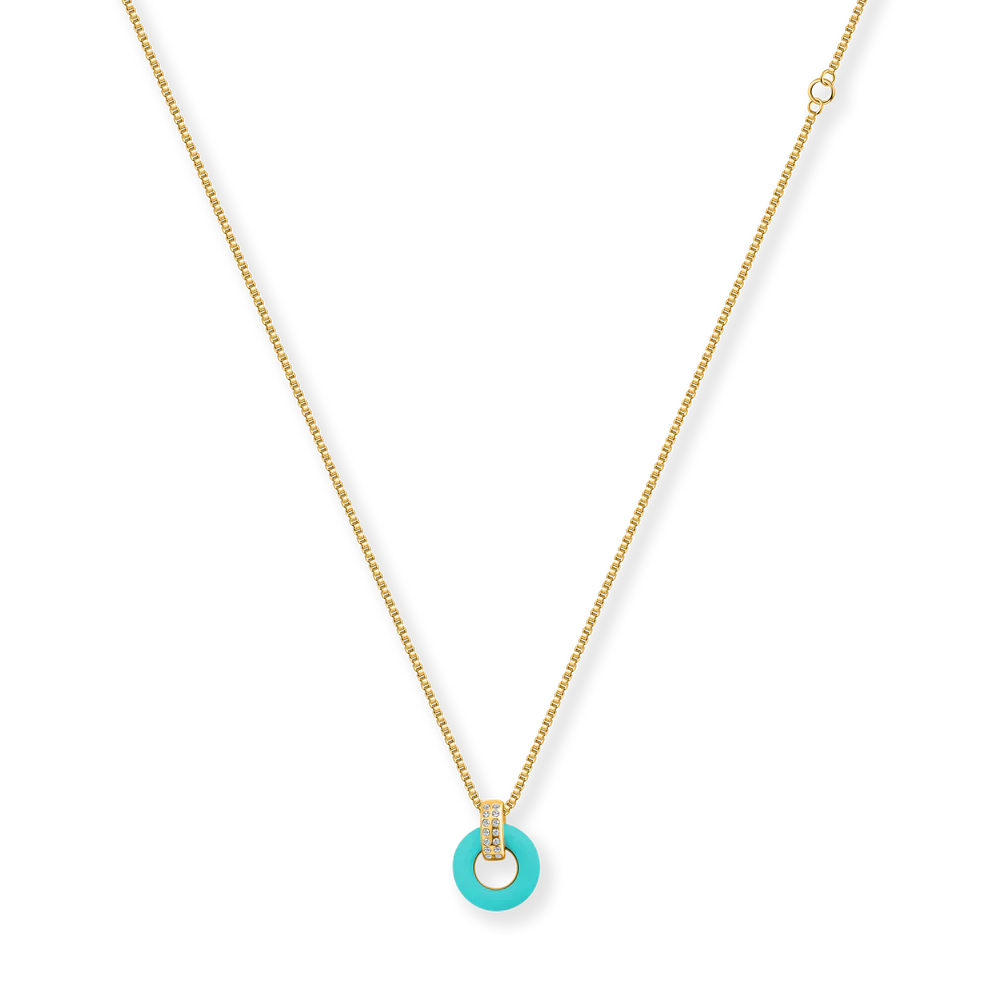 LIFESAVER TURQOUISE CHIP WITH ZIRCONIA NECKLACE