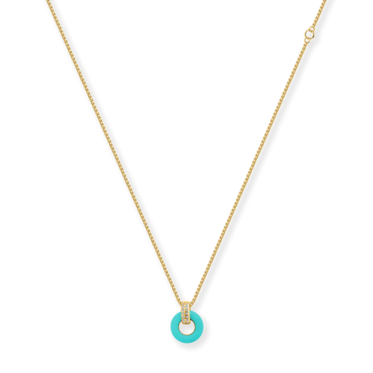 LIFESAVER TURQOUISE CHIP WITH ZIRCONIA NECKLACE