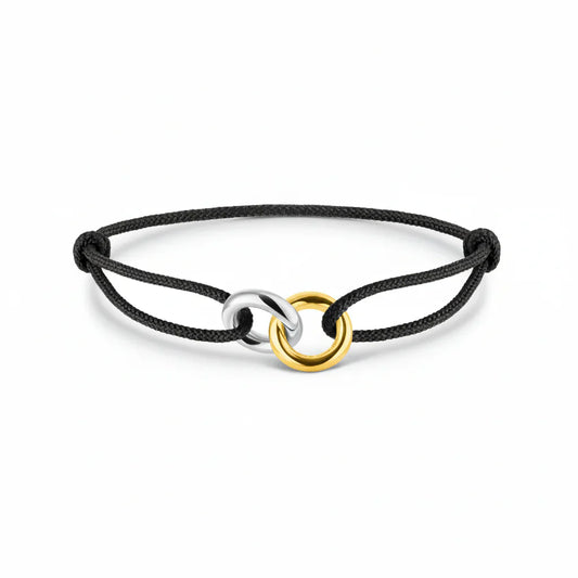 BRACELET SAYNA BLACK CORD SILVER/GOLD