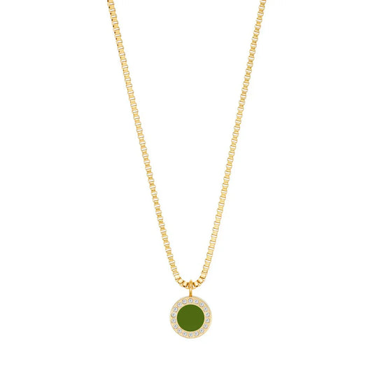 OCEAN OLIVE GREEN CHIP WITH ZIRCONIA NECKLACE