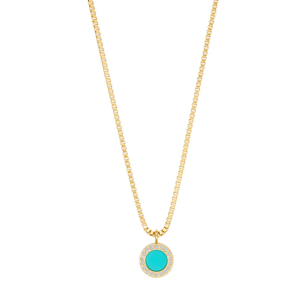 OCEAN TURQUOISE CHIP WITH ZIRCONIA NECKLACE GOLD