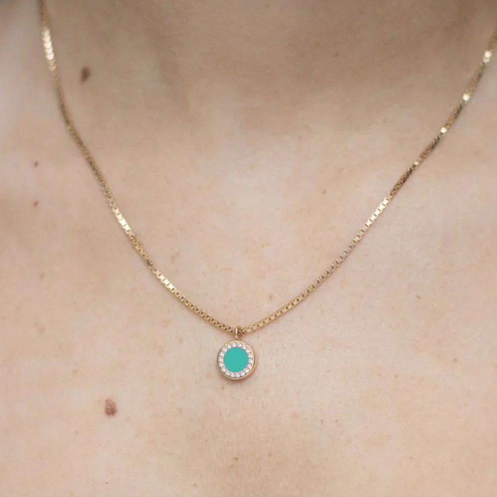 OCEAN TURQUOISE CHIP WITH ZIRCONIA NECKLACE GOLD