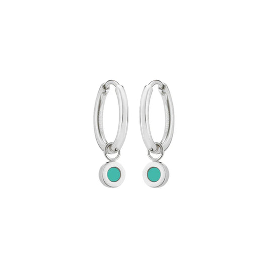 NEW WAVE HOOPS HANGING TURQUOISE CHIP SS